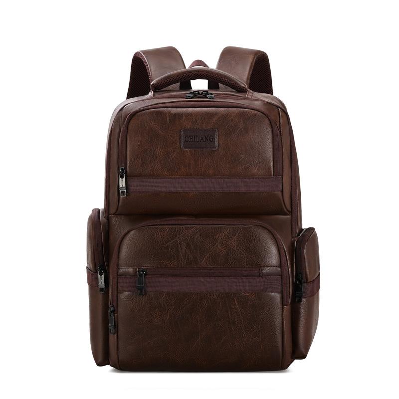 Schoolbag New PU Men's Backpack Commuter Computer Bag Large Capacity Backpack Premium Business Work Travel Bag