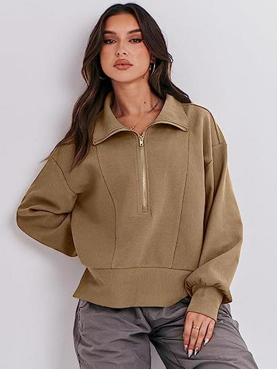 2025 Autumn European & American Women's Loose Zipper-Neck Long Sleeve Hoodie