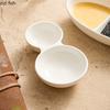 Pure White Ceramic Double Grid Plate Sauce Vinegar Seasoning Plate Appetizer Plate Snack Plates Restaurant Creative Tableware