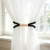 Magnetic Curtain Tieback Cotton Linen Rope Curtain Holdback with Wood Buckle