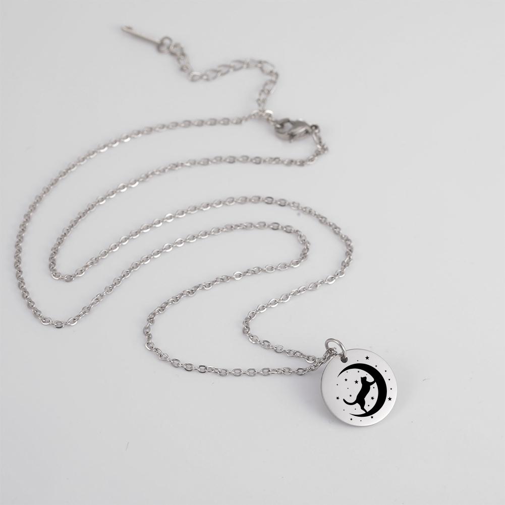 My Shape Cat Moon Star Round Pendant Necklace Women Girl Gold Color Stainless Steel Aesthetic Necklace Choker Fashion Jewelry