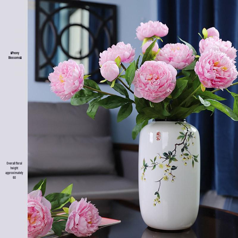 Round Chinese Ceramic Vase: Floral Art for Living Room & Hallway Decor, Ideal for Hydroponics & Silk Flowers