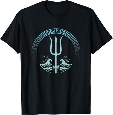 Poseidon Greek God Symbol Design100 Cotton Summer Casual Oneck Short Sleeve Printed Mens Tshirt