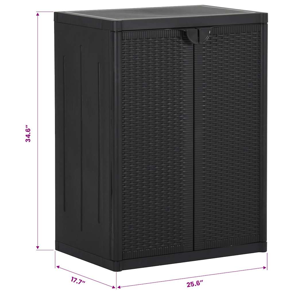 Garden Storage Cabinet Black 65 x 45 x 88 cm PP Wicker Look