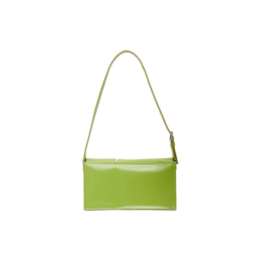 By Far Borsa Sottobraccio in Pelle Lucida Billy Vintage Borsa a Mano a Spalla tipo Baguette Borsa da Donna Regolare Verde Avocado 20SSBLYSLMWMED