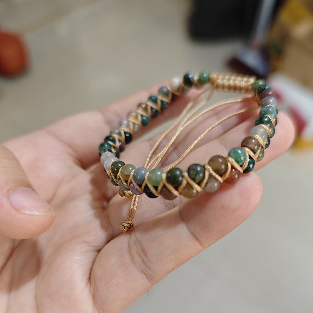 Bohemian Color Bracelet Beaded Hand Woven Bracelet Natural Stone Black Gallstone Emperor Stone Ladies Hand Rope