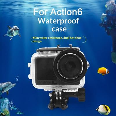 Wasserdichtes Gehäuse für DJI Osmo Action 6, 60M Unterwassergehäuse, Tauch-Actionkamera Schutzhülle