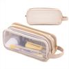 Clear Transparent Transparent Pencil Bag Double Layer Large Capacity Pen Case  For School Students