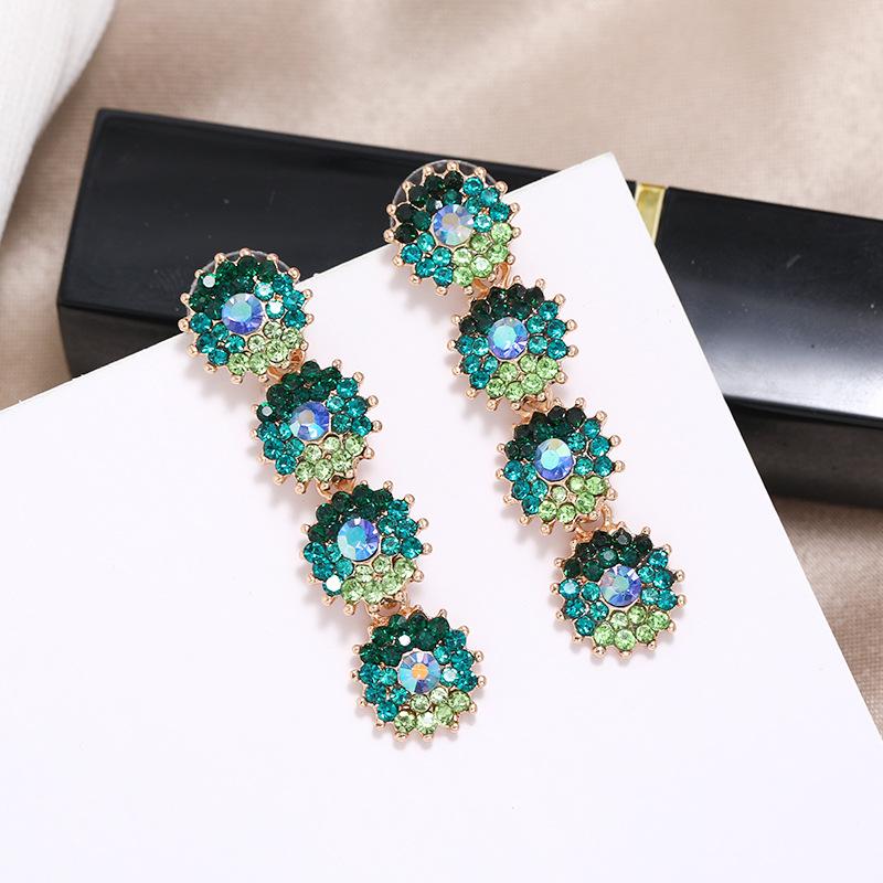 S925 silver needle niche baroque retro personalized crystal stud earrings women's fashion versatile long temperament earrings