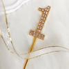 1PC Number"0-9" Cake Topper Gold Diamond-studded Cake Topper for Dessert Anniversary Birthday Party Decoration Wedding Supplies