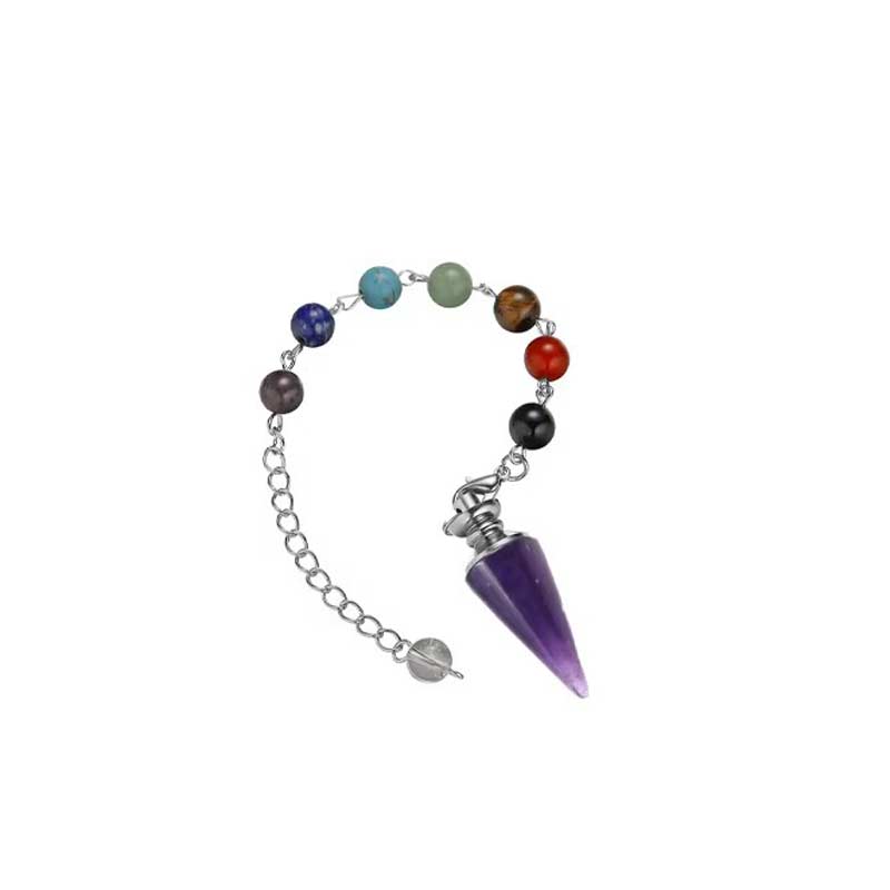 1PC Healing Chakra Crystal Conical Pendulum Pendant Witchcraft Energy Balancing Accessories Divination Dowsing