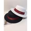 French Celebrity Style Flat Top Woolen Top Hat, Femininity Versatile Small Edge Felt Hat, British Black Autumn and Winter Simple Top Hat