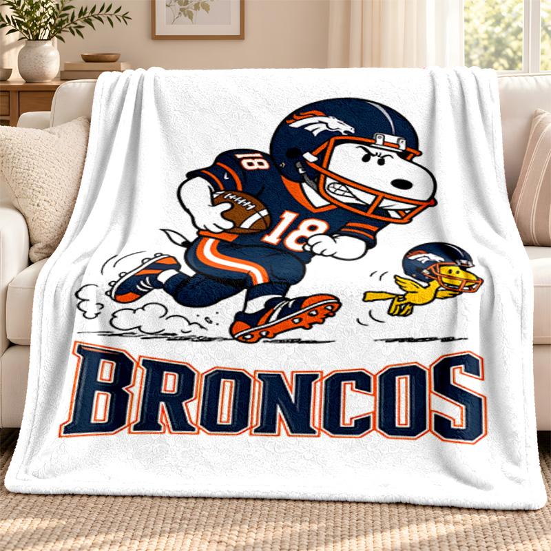 Denver Broncos Decke Flanelldecke Weich Gemütlich Plüsch Überwurf für Sofa Bett Leichtgewichtige Heimdekoration Outdoor Camping