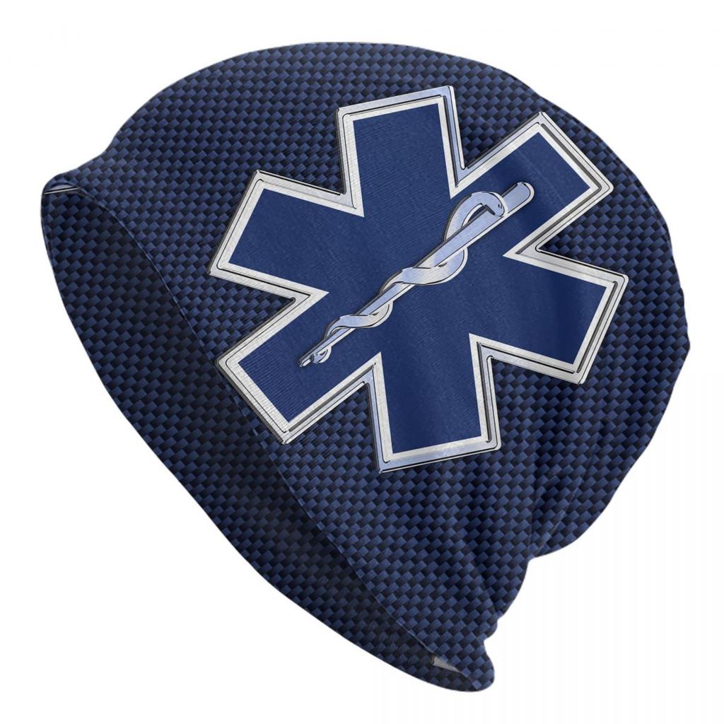 Patriotic EMT Logo Bonnet Hats Cool Outdoor Star of Life Skullies Beanies Hats Unisexs Womens Spring Multifunction Cap