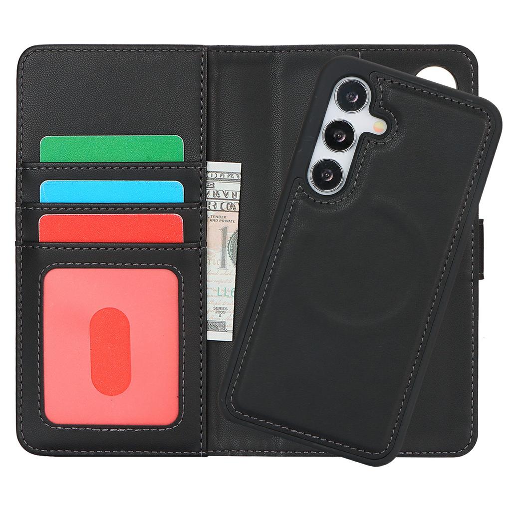 For Samsung Galaxy S24+ Wallet Case Compatible with MagSafe Anti-Drop Detachable PU Leather Phone Cover