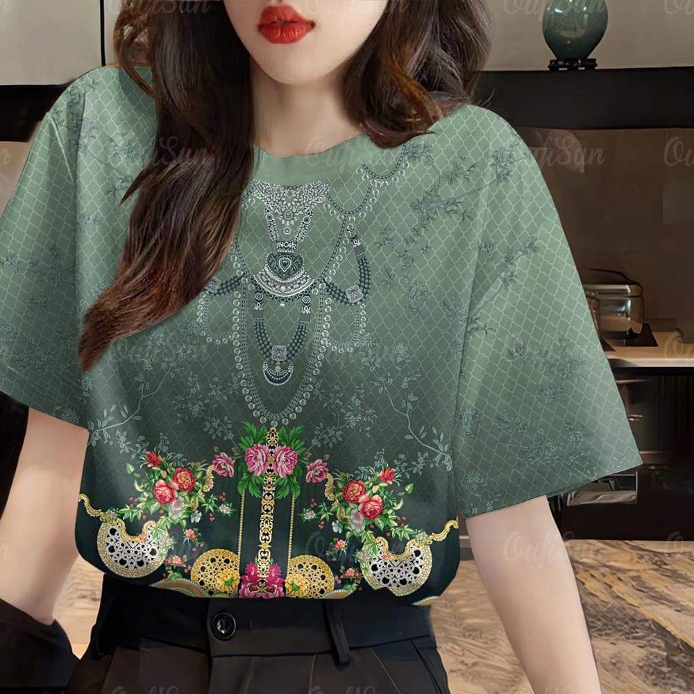 Women s Shirt - Printed Casual T-shirt Short Sleeve Top XXS