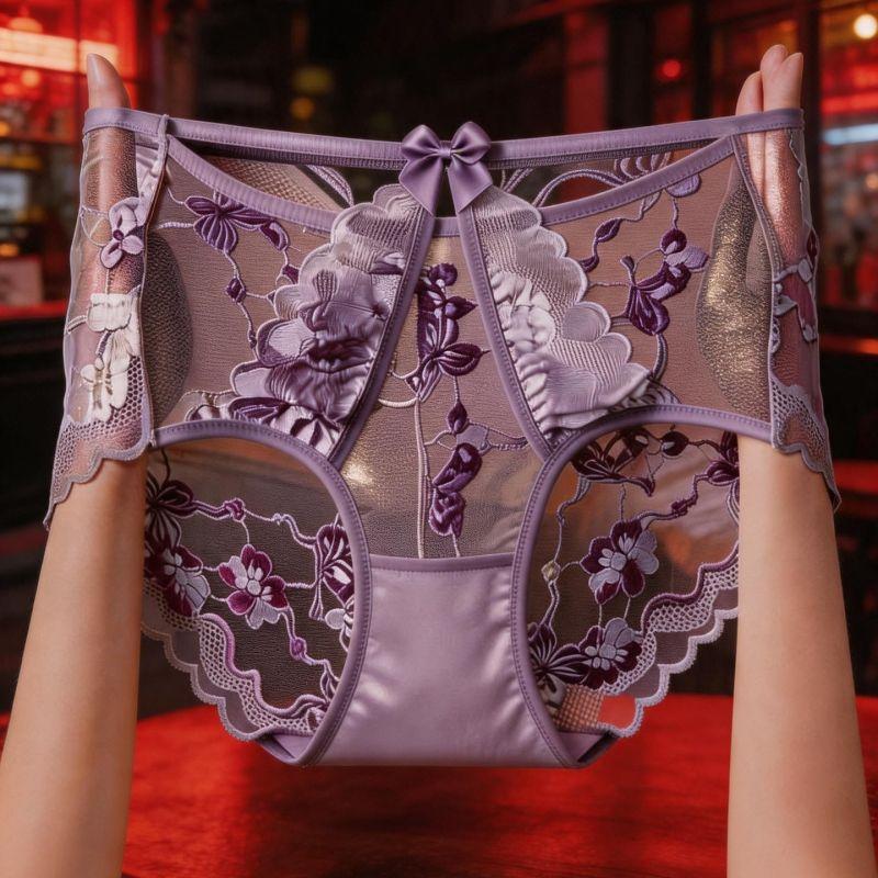 Ladies Summer Gentle Sexy Light Luxury Embroidery Lace Comfortable High Waist Triangle Briefs