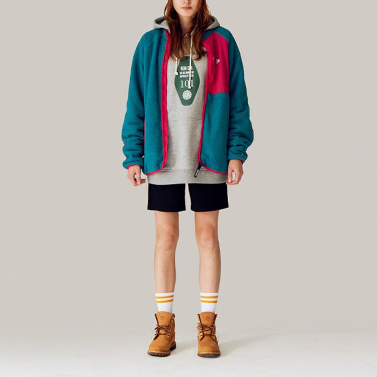 New Era FW21 Multi-Pocket Color Block Zip Fleece Jacket Unisex Jackets Blue Green 12866474