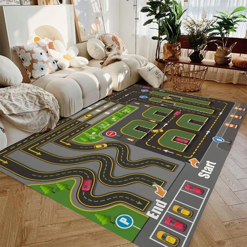 

Child Playroom Floor Mat Highway City Traffic-Themed Carpet Rug for Kids Large Area Rug Ideal for Bedroom Home Decor 50x80cm