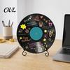 DIY Commemorative Ornaments Vinyl Record Graffiti Clock Ornament, Blank Acrylic Retro Tabletop Wall Creative Craft Projects Decor with Stand, Reusable