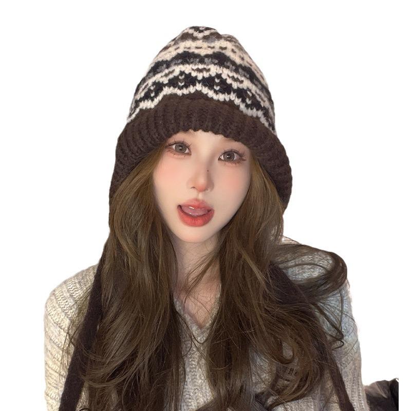 Balaclafa Hat for Women's Winter Warmth Lei Feng Hat Ear Protection Knitted Bag Pullover Hat