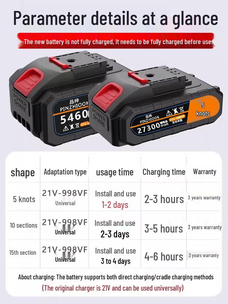 Universal Cordless Drill with Large Capacity Lithium Battery - 21V/36VF/48VF/98VF Electric Screwdriver