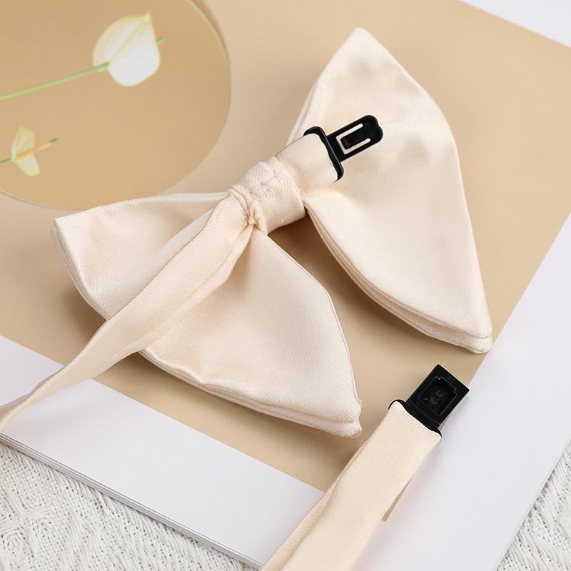 New Yarn-Dyed Polyester Beige Horn Bow Tie Unisex Business Casual Versatile Crisp And Stylish