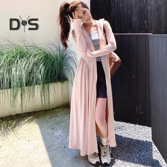 Femeii haine de protecție solară cu glugă haina completă a corpului răcoritor cu protecție solară îmbrăcăminte cu mânecă lungă costum de baie acoperi rochie pentru vară plajă pescuit drumeții