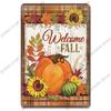Welcome Poster Metal Plate Vintage Pumpkin Sunflower Bird Metal Tin Signs Wall Decor Garden Door Cafe Party