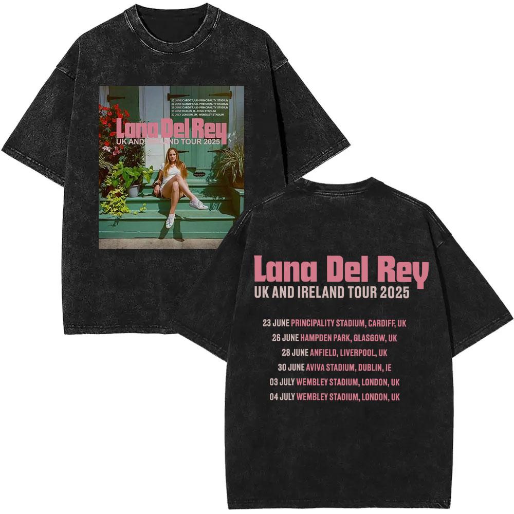 Washed Vintage WashedLana Del Rey  Tour Tshirt Men Women Hip Hop Fashion Pop Music Tshirts Unisex Casual Cotton T Shirts