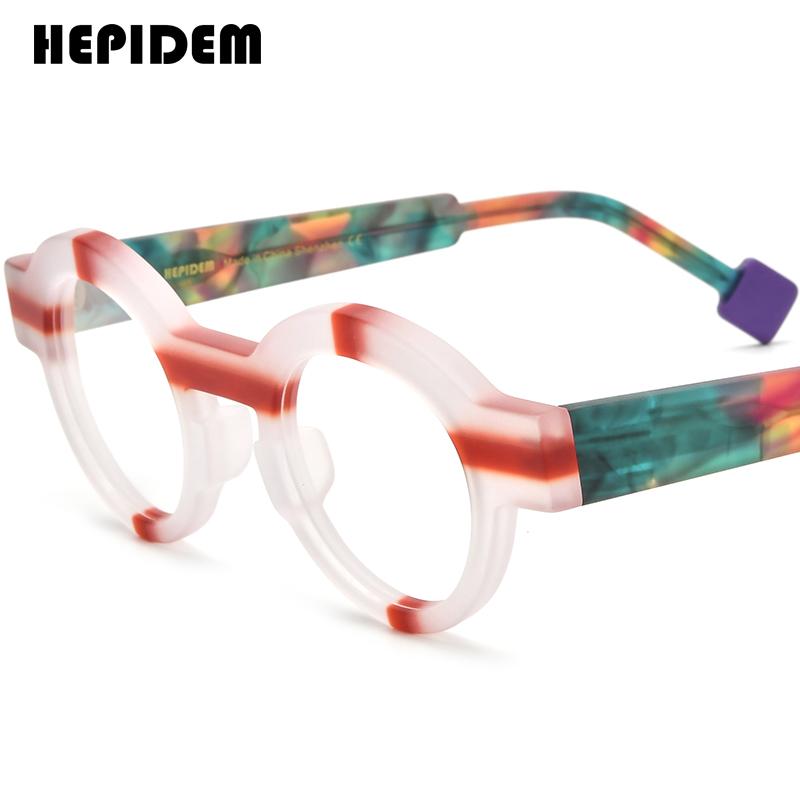 FONEX HEPIDEM Acetate Eyeglasses Frame Men New Round Brand Design Glasses Women Retro Vintage Eyewear Japanese Spectacles 9356
