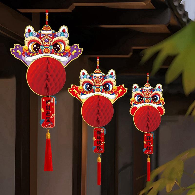 New Year Lantern Paper Folding Red Honeycomb Lantern Hanging Pendant Horse Year Spring Festival Festive Decoration