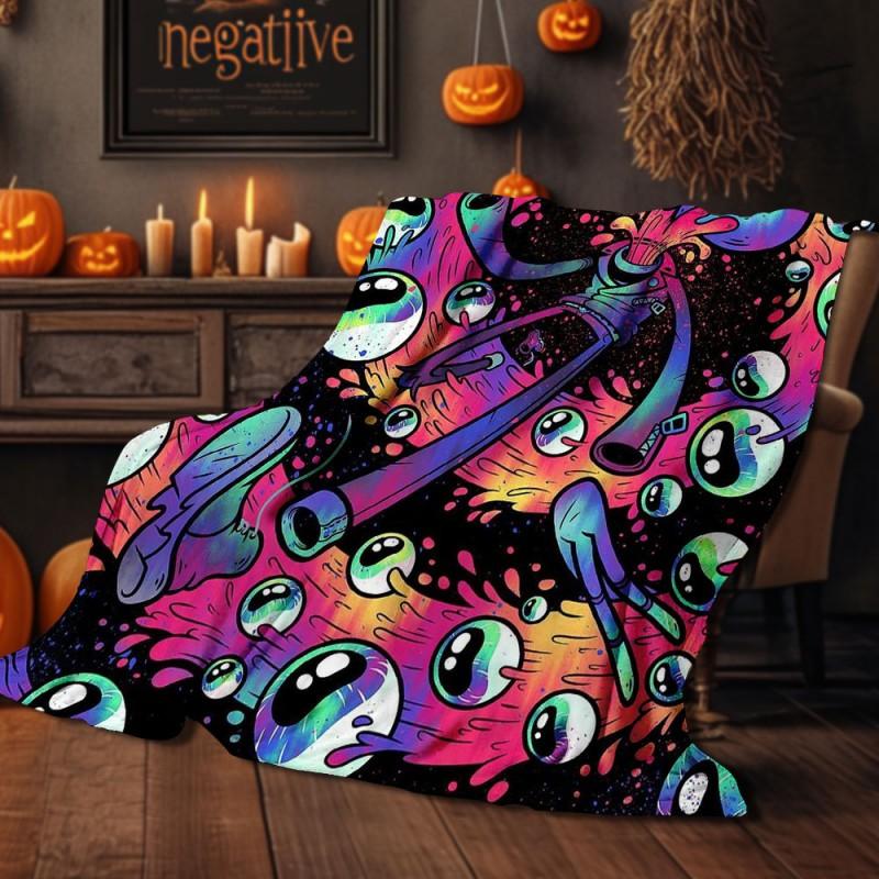 Halloween Print Flannel Blanket Soft Cozy Throw Bed Sofa Plush Fleece 70x100 To 150x200cm