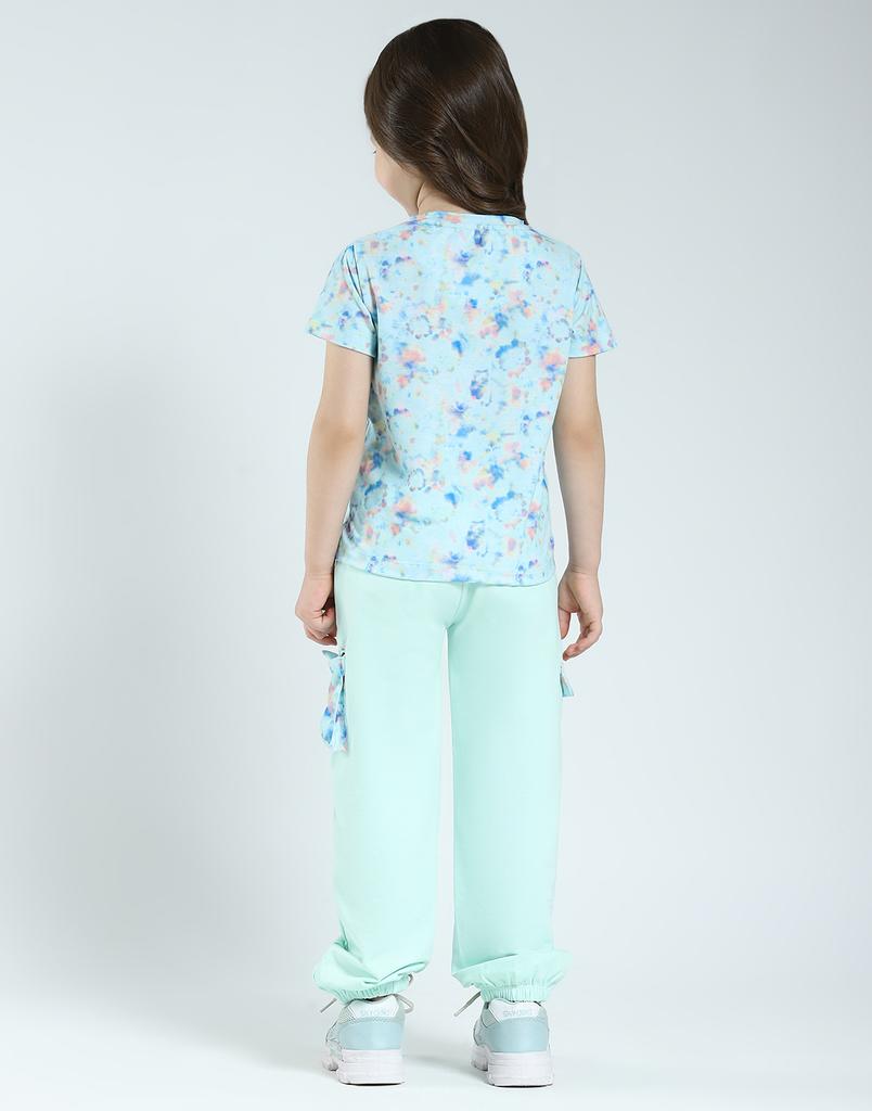 MONTE CARLO Dziewczęcy komplet dolny z okrągłym dekoltem i nadrukiem