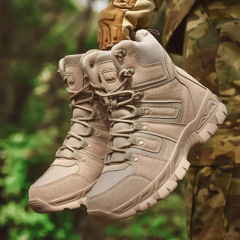 Men Tactical Boots Autumn Special Forces Field Man Boot Lightweight Outdoor Non-Slip Waterproof Shoes Zapatillas Hombre