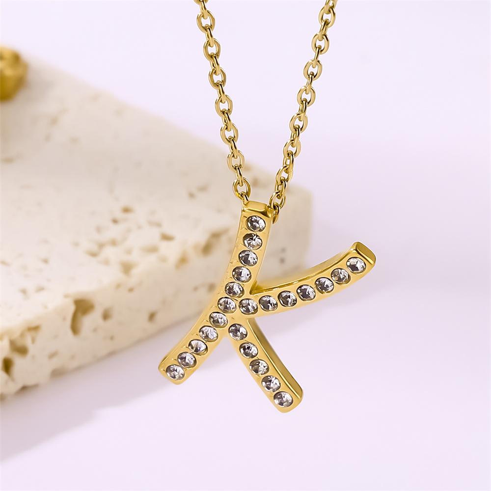 Atoztide Zircon Letter Pendant Necklace for Women Men Full Stone Alphabet Initial Name Monogram Charm Necklace Jewelry Gift