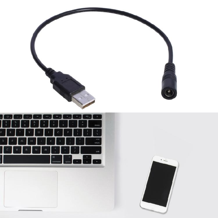 30cm USB to DC 5.5x2.1mm 5V Power Cable Male to Female USB Barrel Connector Wire