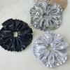 Double-layer Laser Beam Waist Long Hair Ring with Embroidered Hydrangea Pleated Hair String - An Elegant Hair Accessory for The Head.