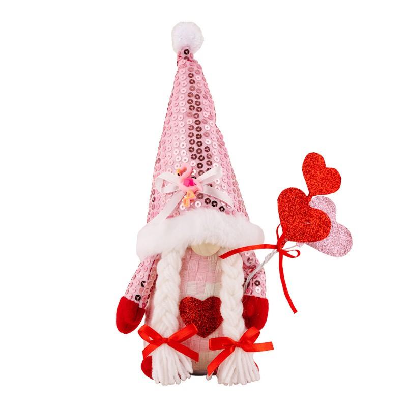 Valentine's Day Glitter Gnome Plush Elf Decorations Mr and Mrs Handmade Scandinavian Tomte for Valentine's Day Home Decoration