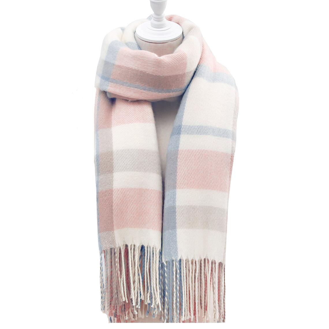 Новый шарф женский зимний японский и корейский стиль универсальный клетчатый теплый утолщенный парный шарф студенческая шаль ONE SIZE