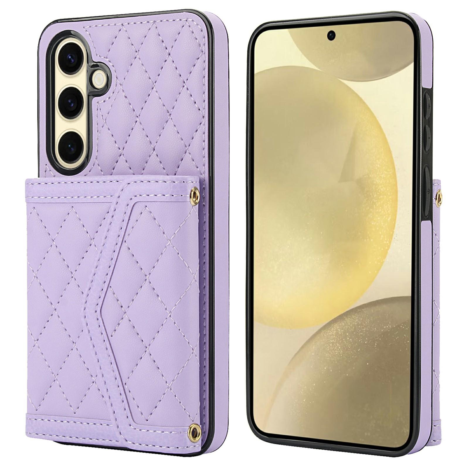 

Чехол для Samsung Galaxy S24 FE с держателями для карт, блокировкой RFID, из ПУ-кожи + ТПУ, с ремешком через плечо E