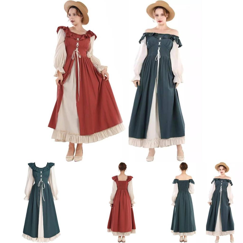 Exquisite Long Sleeve Irish Renaissance Dress For Women In Vibrant Color Options Perfect For Any Occasion