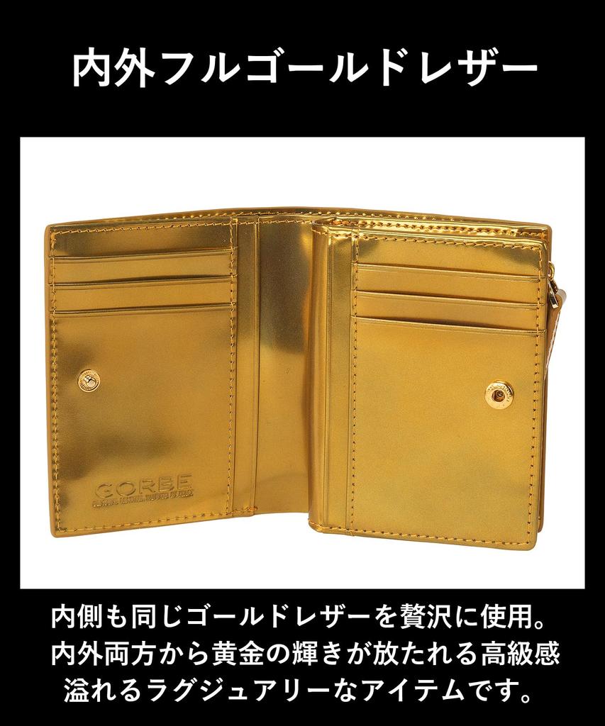 Golbe Wallet, Italian Leather, L-Zip, Gold