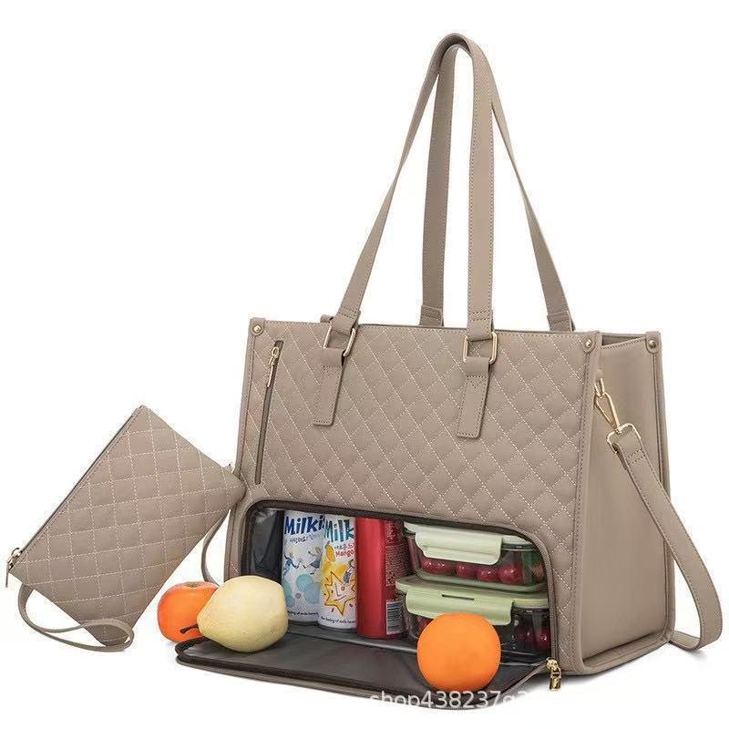 Damen Isoliert Große Kapazität Mode Handtasche & Lunchbox 2-in-1 Umhänge Laptop Tasche