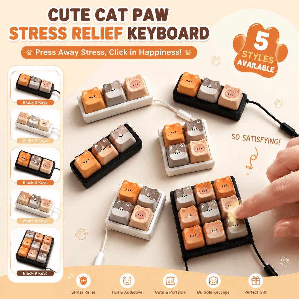 Keyboard Stress Relief Clicker 2/3/4/9 Keys Cat Fidget Keychain Anti-stress Toy Pendant  Bag Charms