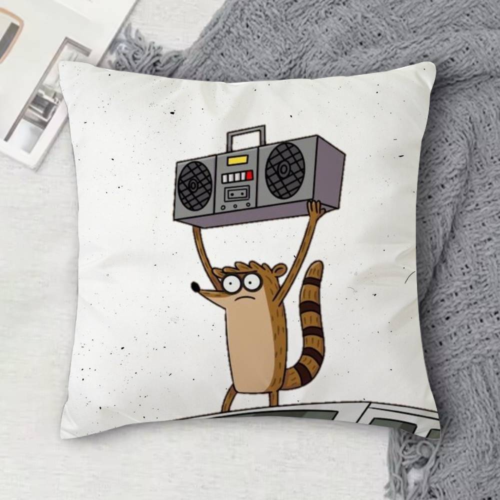RRegular Show Doublesided Printed Square Decorative Cushion Cover for Sofa Living Room Home Decor