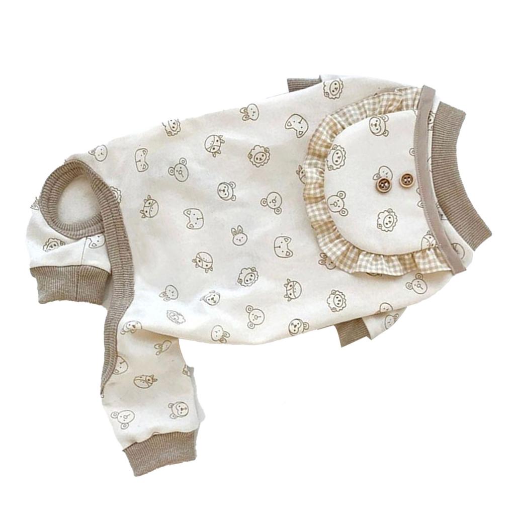 Dog Clothes Cute Pattern Four Legged Warm Comfortable Pet Apparel with Scarf for Party Home White M
