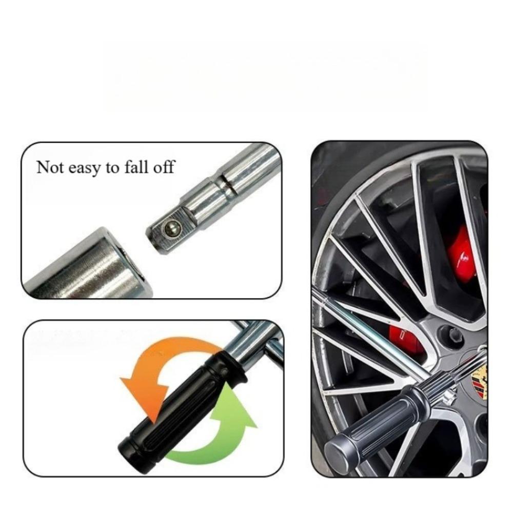 Foldable Telescopic Cross Tire Wrench - Detachable L-Shaped Socket Wrench for Car Tire Changing, Labor-Saving & Extended Length
