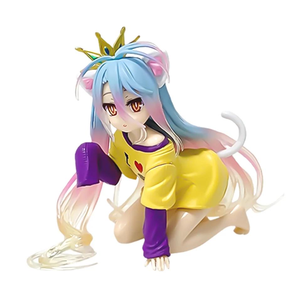 10cm NO GAME NO LIFE Game Life Sister Uniform Cat Ear Sleeve Coat White Crown Handmade PVC Model Trendy Play Ornament