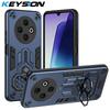 KEYSION Shockproof Armor Case for TECNO Spark 30C 4G Soft Silicone+PC Metal Ring Stand Phone Cover for for TECNO Spark 30 4G